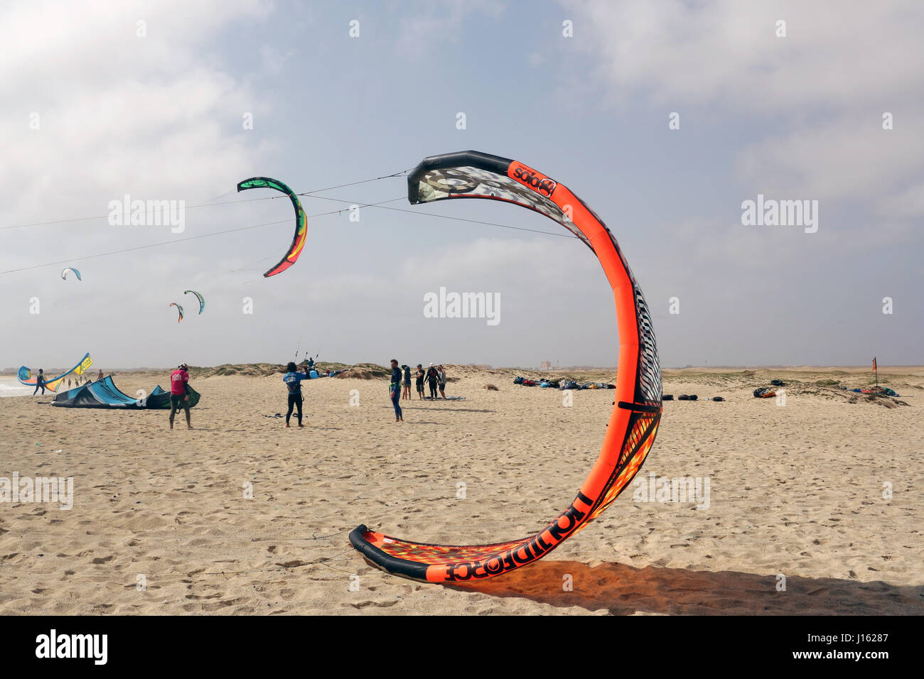 Kite Surfer Kite Beach Sal Kapverden Stockfoto