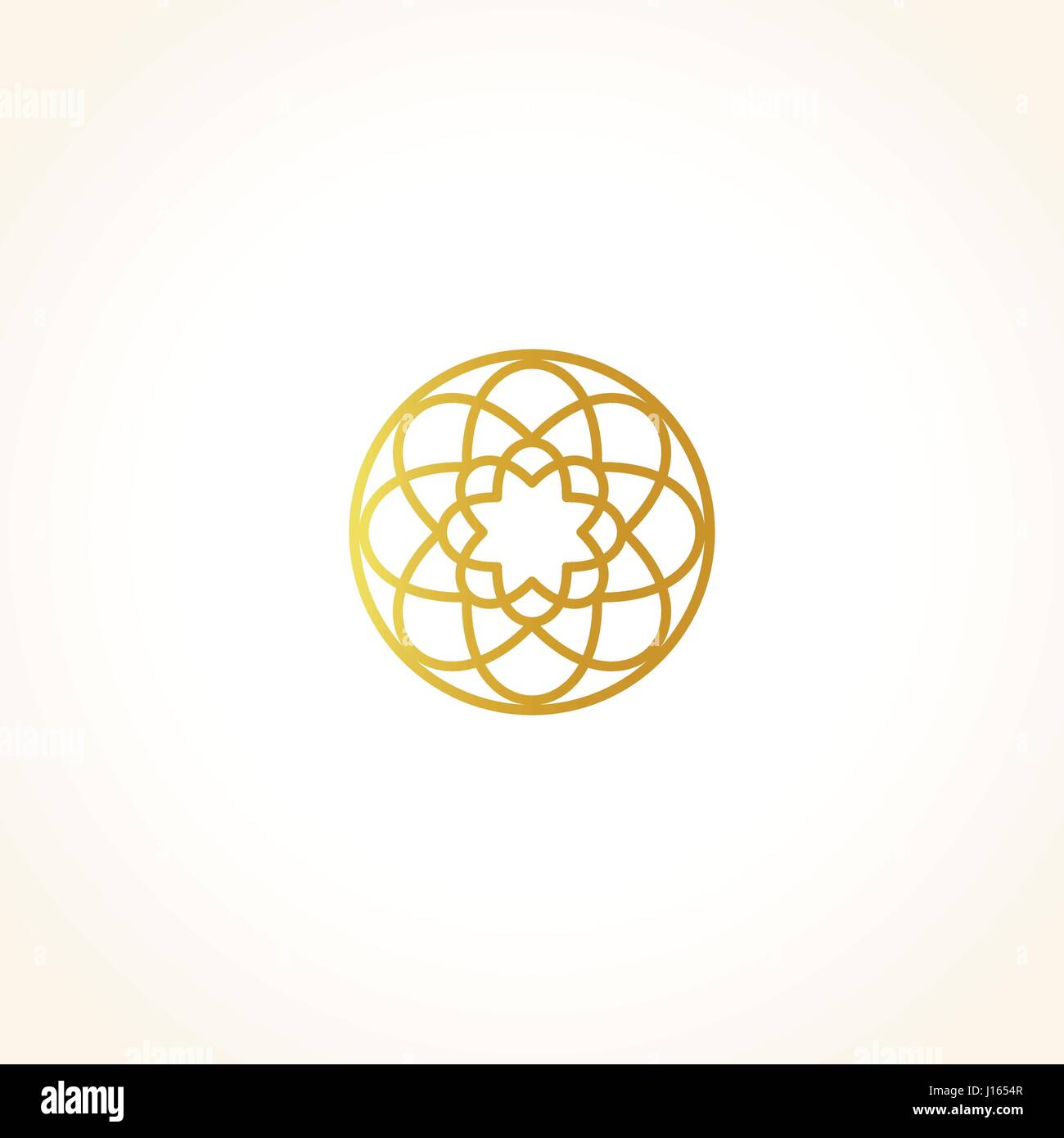 Isolierte abstrakt Runde Form goldene Farbe Logo, dekorative luxuriösen gold Logo, Vektor-Illustration Blumenmuster auf schwarzem Hintergrund Stock Vektor