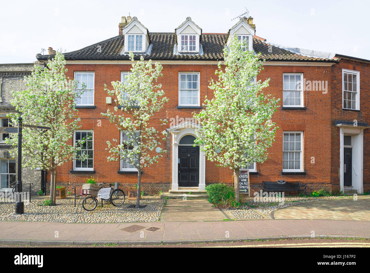 Georgianischen Stadthaus, Earsham House - ein Klasse-ll aufgeführt georgische Immobilien in Bungay in der Grafschaft Suffolk, England. Stockfoto