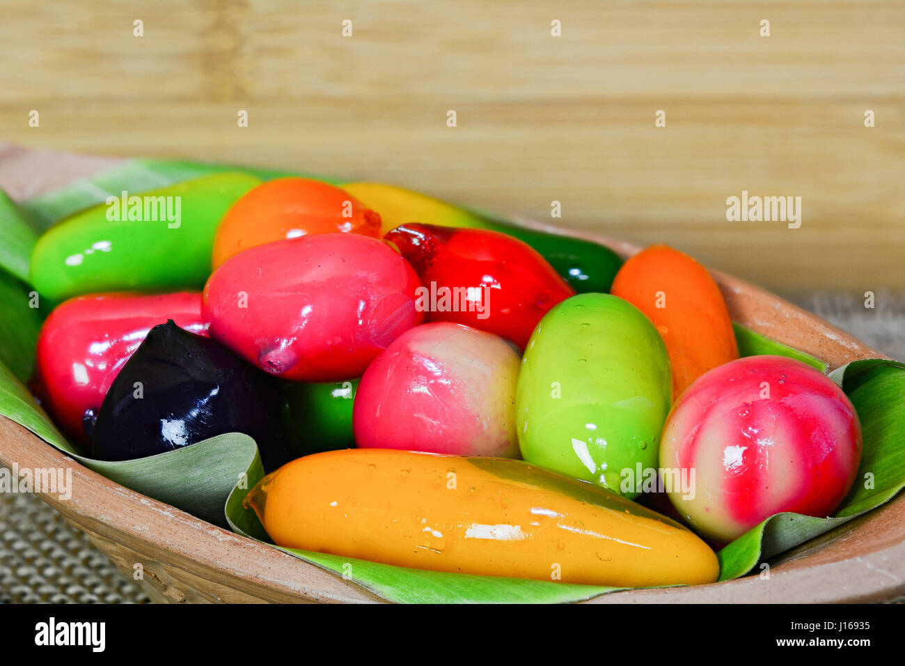 Closeup für löschbar Nachahmung Früchte - thailändische Süßspeise Stockfoto