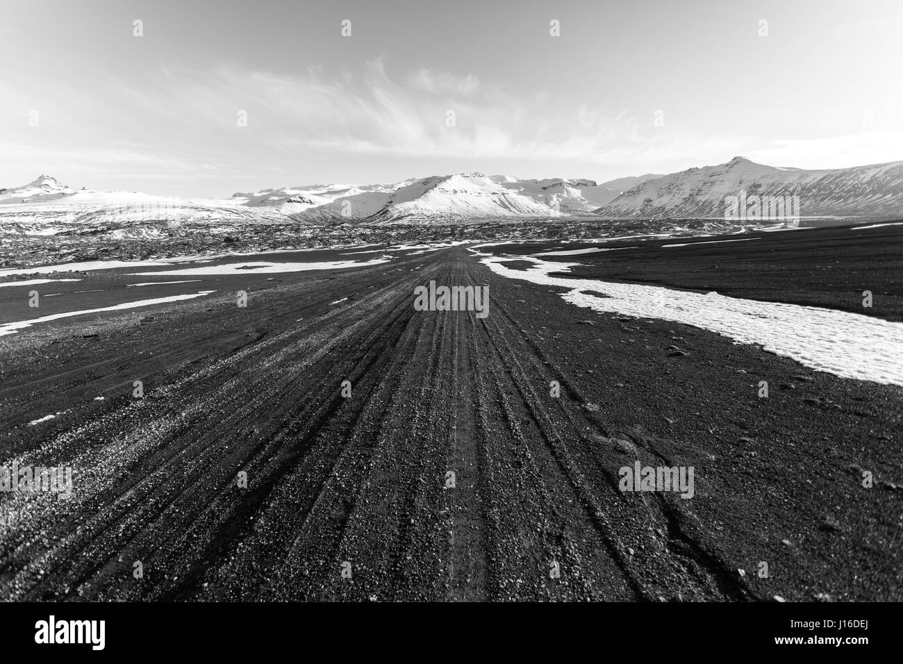 Offroad-Tracks in Berserkjahraun Lavafeld, Halbinsel Snæfellsnes (Snaefellsnes), West-Island Stockfoto