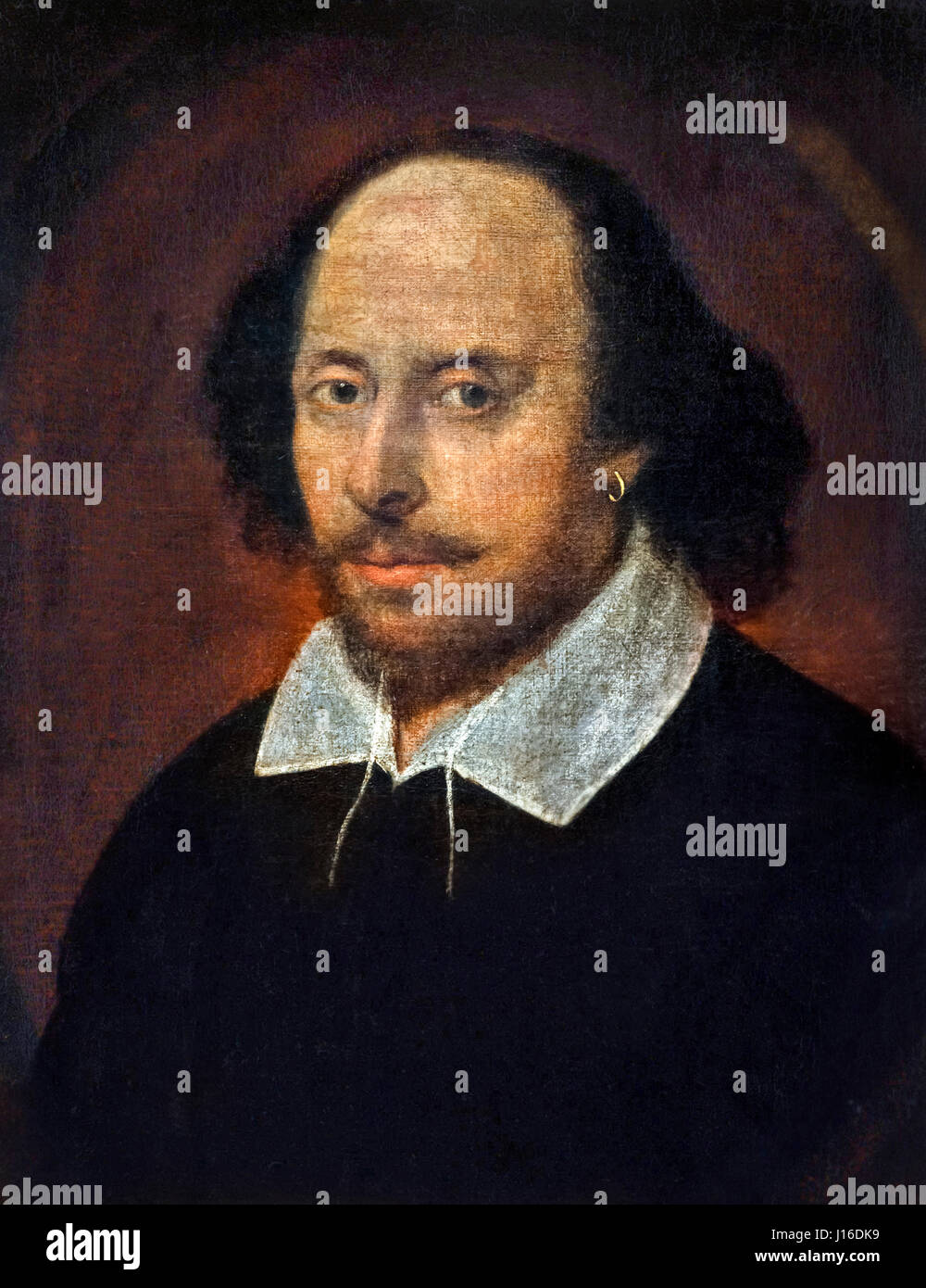 William Shakespeare, der Chandos-Porträt. Gemälde von William Shakespeare, John Taylor, Öl auf Leinwand, zugeschrieben c.1600-1610. Stockfoto