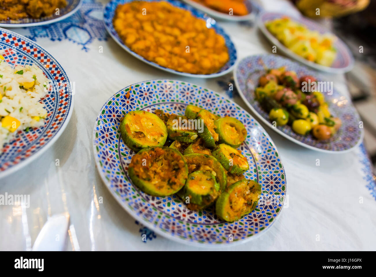 Marokkanisches Essen. Fes, Marokko, Nordafrika Stockfoto