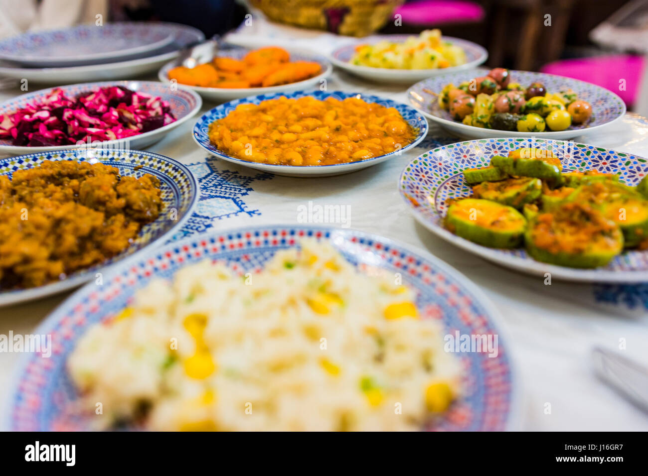 Marokkanisches Essen. Fes, Marokko, Nordafrika Stockfoto