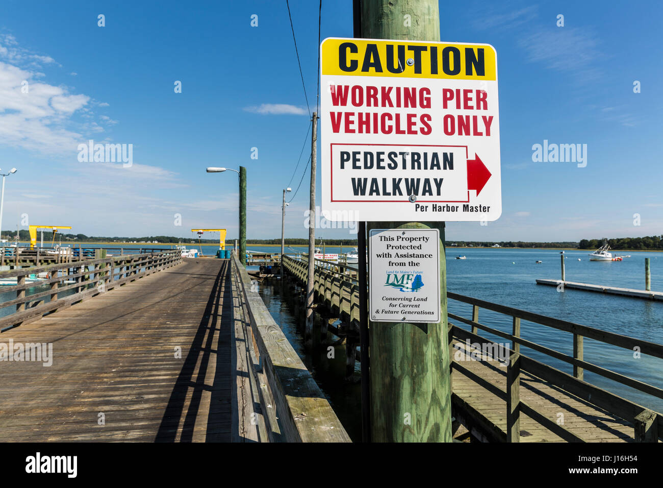 Die kommerzielle Fischerei Pier in Pine Point In Scarborough, Maine Stockfoto