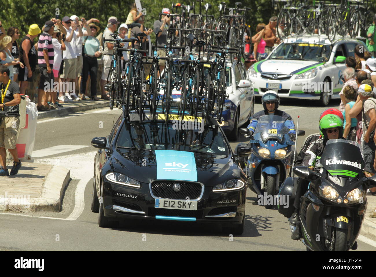 Sky Procycling Team Unterstützung Auto auf 100. Tour de France, Korsika, 2013 Stockfoto