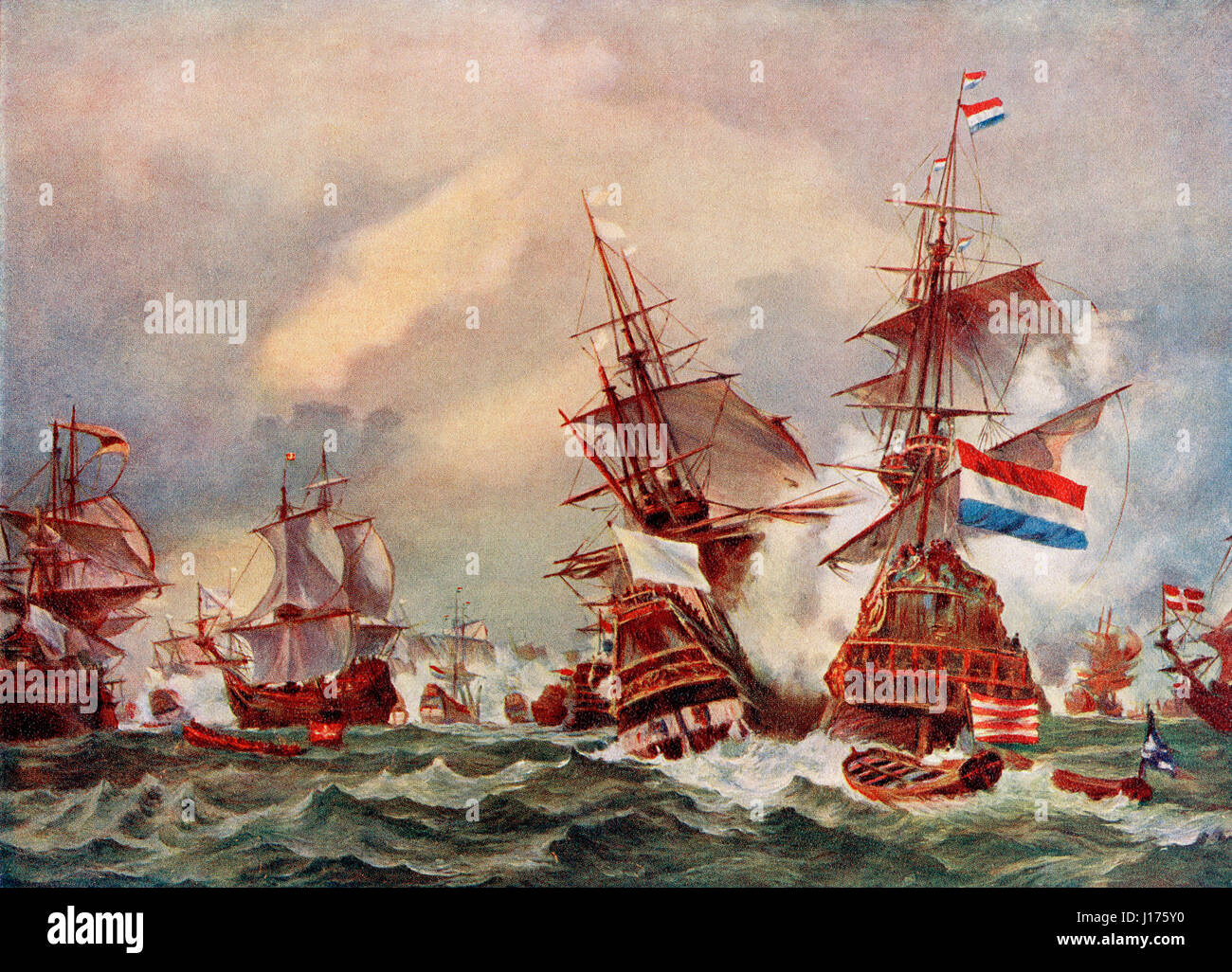 Die Schlacht von Texel, 29. Juni 1694.  Von Hutchinson Geschichte der Nationen veröffentlicht 1915 Stockfoto