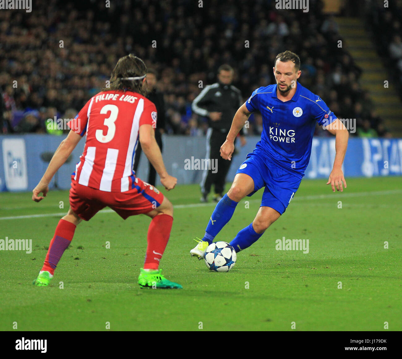 Leicester, England, 18. April 2017.  Danny Drinkwater in Aktion für Leicester während UEFA Champions League Viertel Finale zwischen Leicester City FC und Atletico Madrid.  © Phil Hutchinson/Alamy Live-Nachrichten Stockfoto