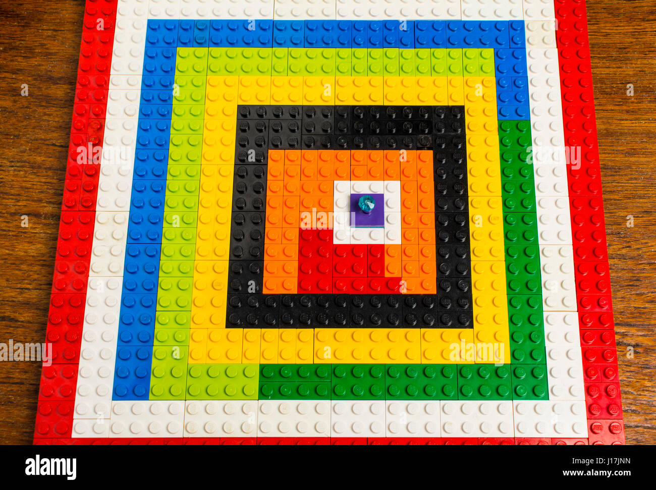 Eine geradlinige abstraktes Muster von Lego-Steinen Stockfoto