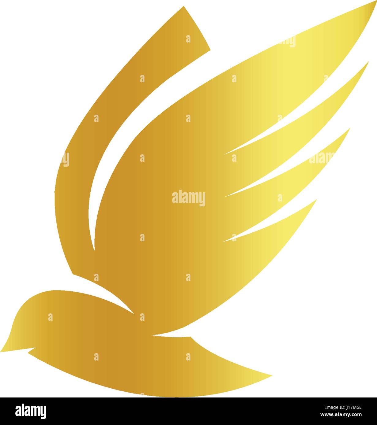 Isolierte abstrakte Goldfarbe Vögel Silhouetten-Logo auf weißem Hintergrund, Flügel und Federn Elemente Schriftzug set Vektor-illustration Stock Vektor