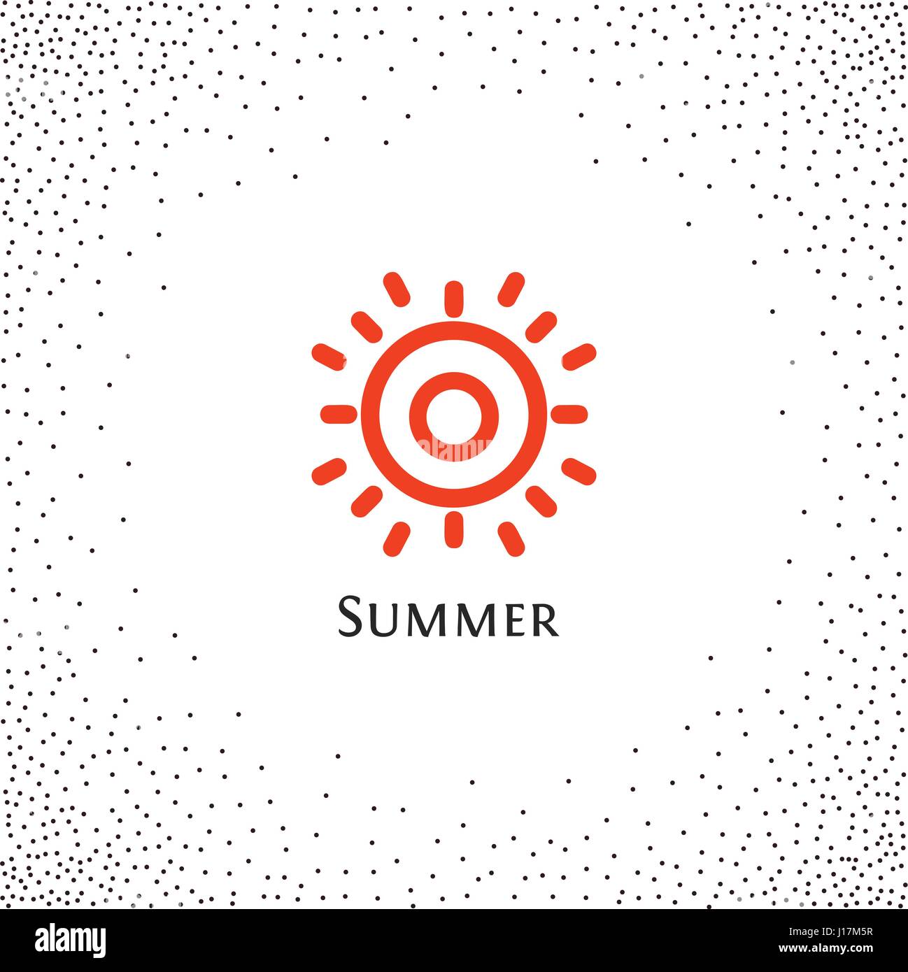 Isolierte abstrakt Runde Form Farbe orange Logo, Sonne Schriftzug Vektor-Illustration auf einem Hintergrund von Punkten. Stock Vektor