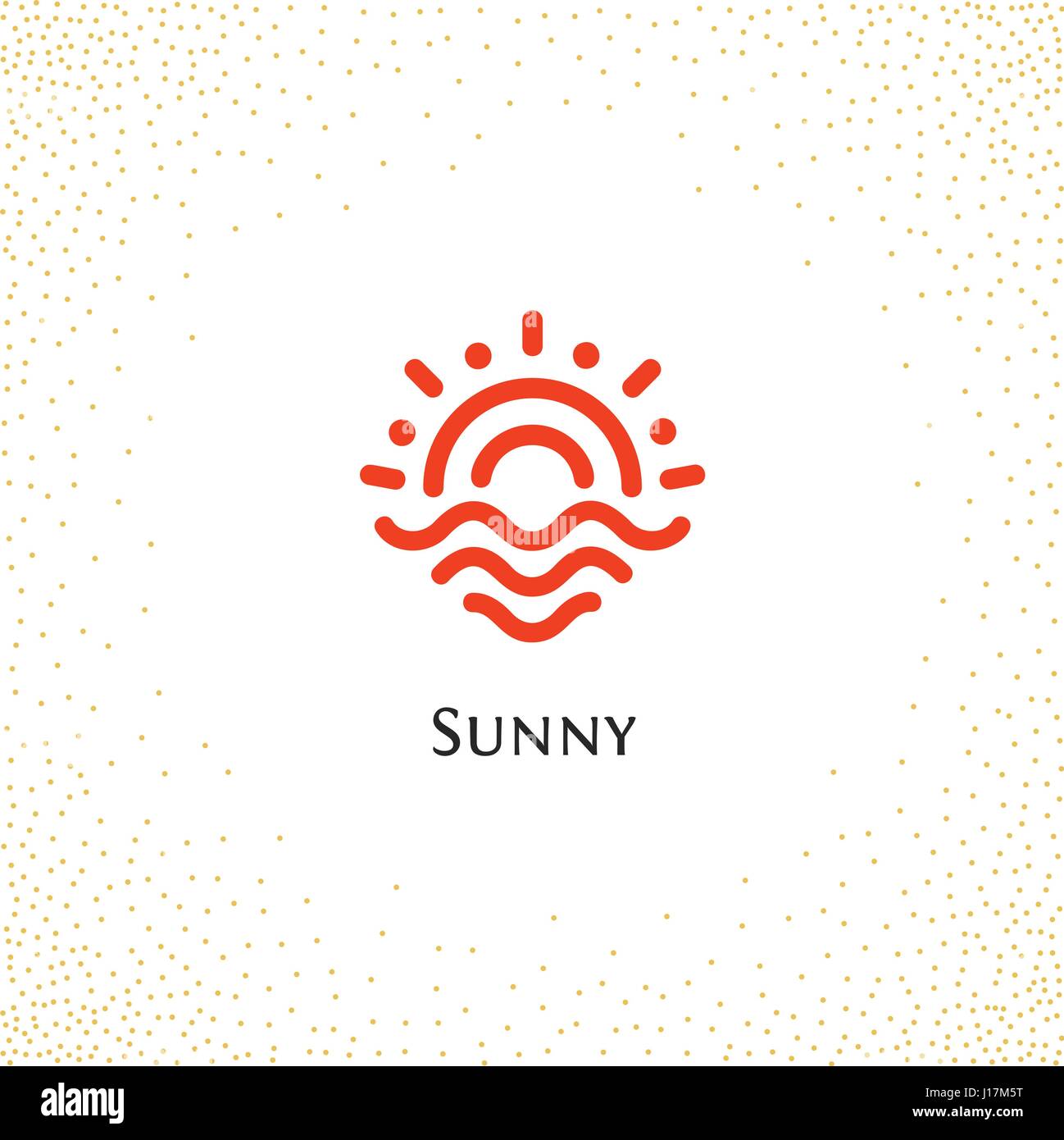 Isolierte abstrakt Runde Form Farbe orange Logo, Sonne Schriftzug Vektor-Illustration auf einem Hintergrund von Punkten. Stock Vektor