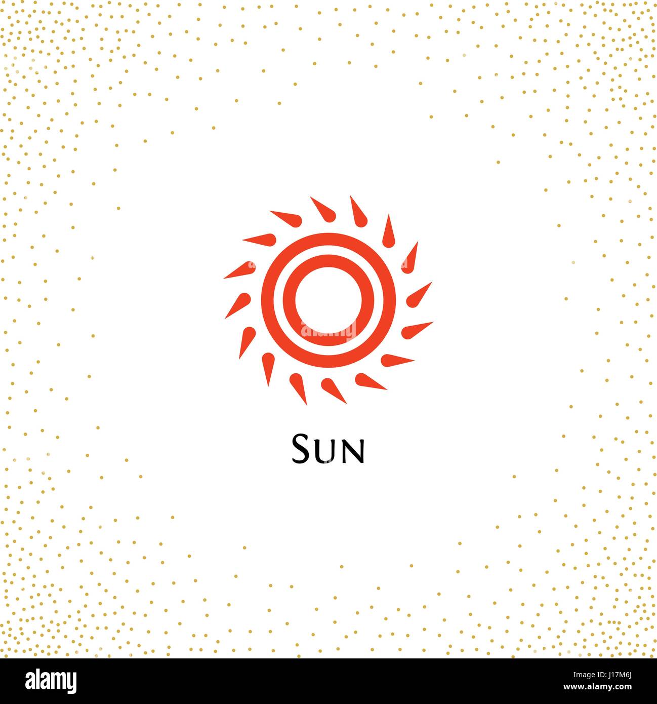 Isolierte abstrakt Runde Form Farbe orange Logo, Sonne Schriftzug Vektor-Illustration auf einem Hintergrund von Punkten Stock Vektor