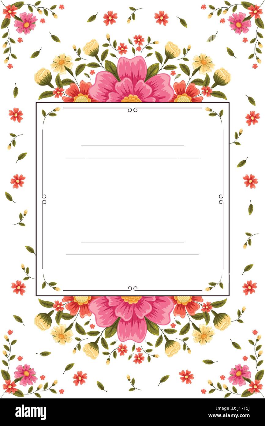 Eine Vektor-Illustration der Hochzeitseinladung mit Blume-Thema Stock Vektor