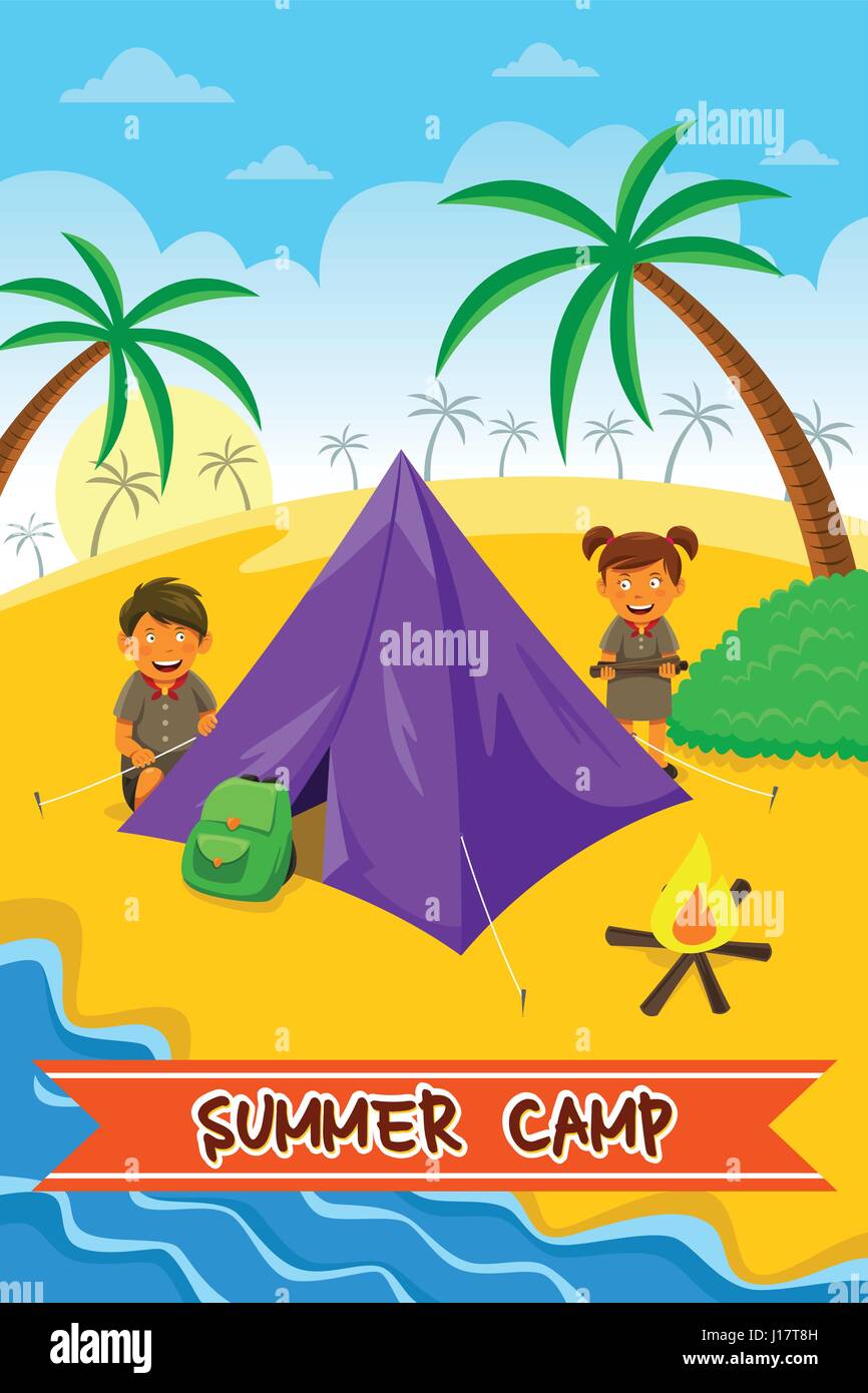 Eine Vektor-Illustration von Sommer-camp-Poster-design Stock Vektor