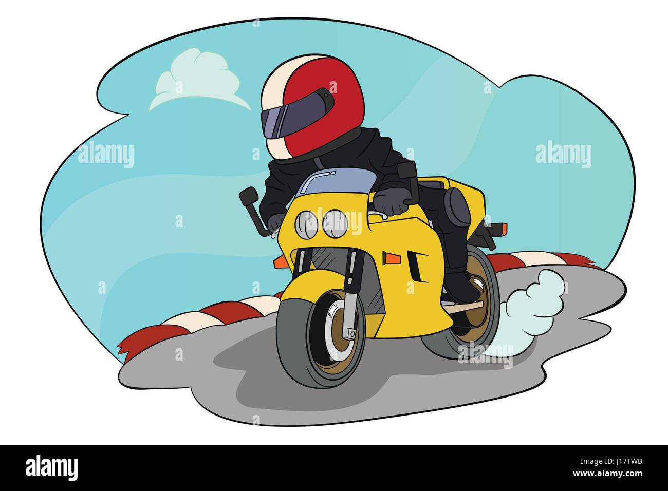 Eine Vektor-Illustration der Biker auf seinem Motorrad fahren Stock Vektor