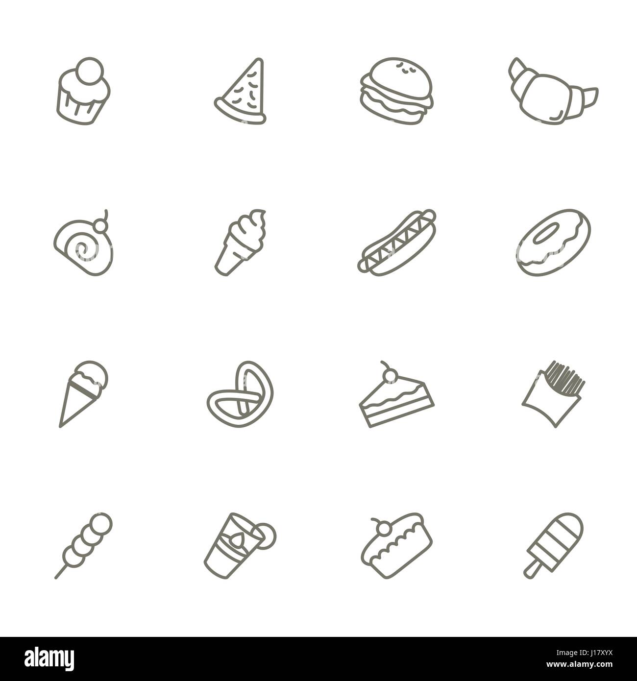 Eine Vektor-Illustration von Dessert Symbole schwarz und weiß Stock Vektor