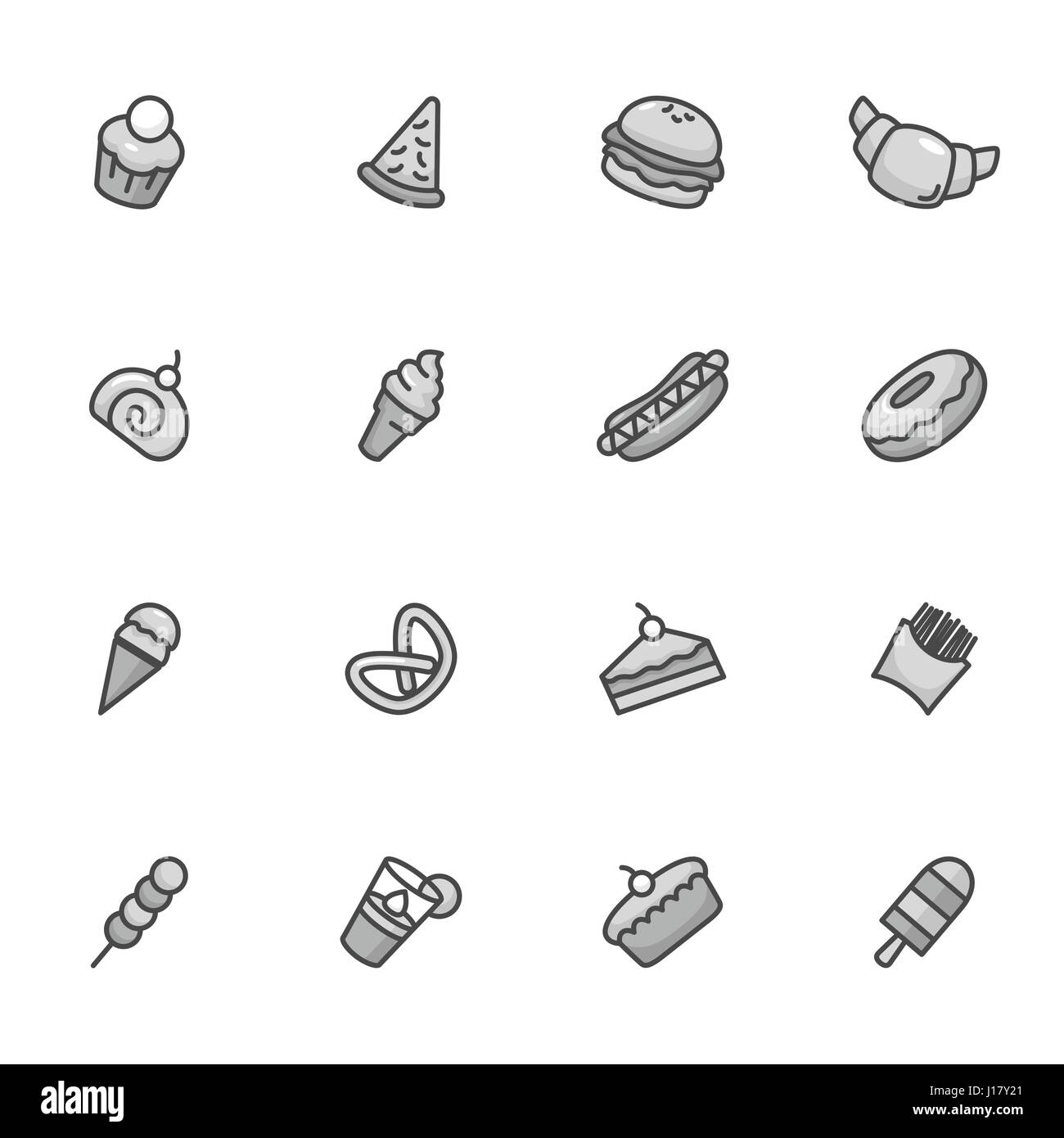 Eine Vektor-Illustration von Dessert Symbole schwarz und weiß Stock Vektor