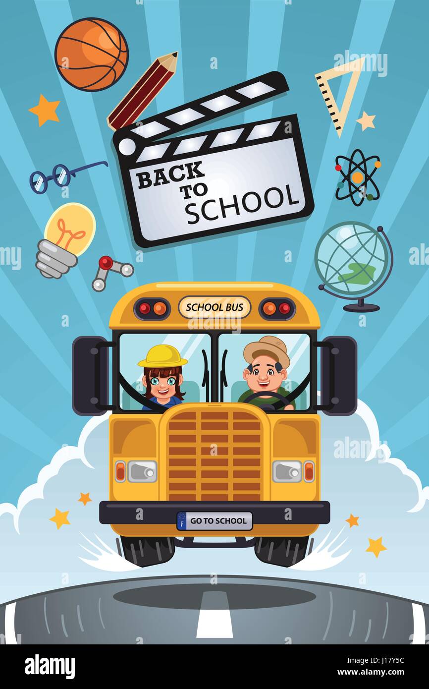 Eine Vektor-Illustration von Back to School-Poster mit copyspce Stock Vektor