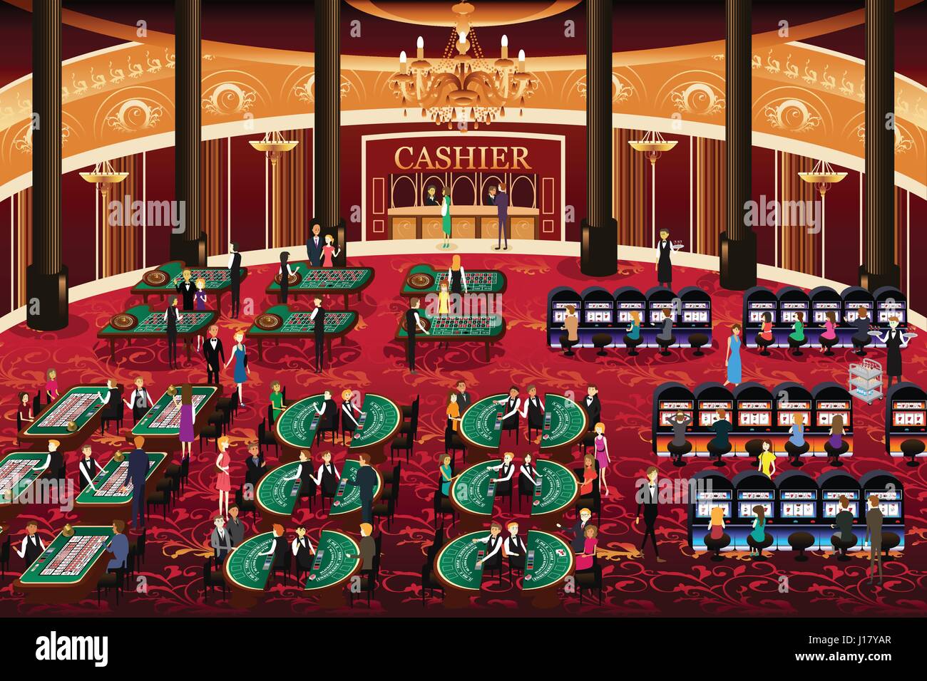 Eine Vektor-Illustration der Casino-Szene Stock Vektor