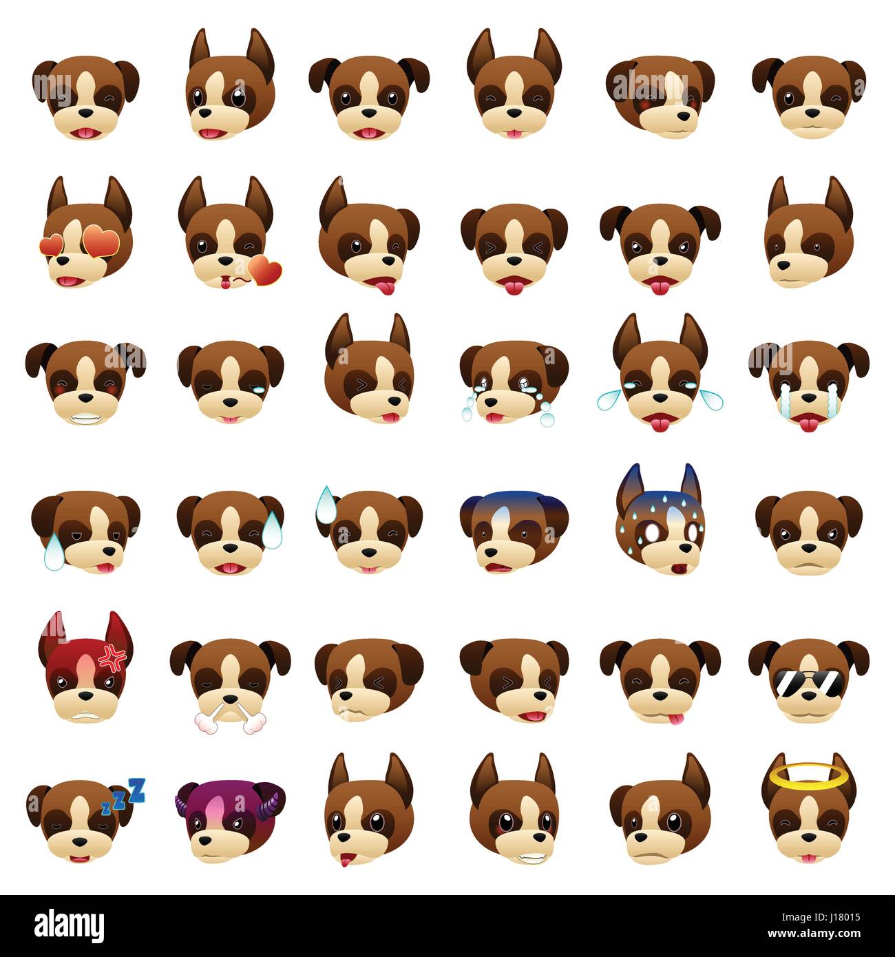 Eine Vektor-Illustration eines Boxer Hund Emoji Emoticons Ausdrucks Stock Vektor