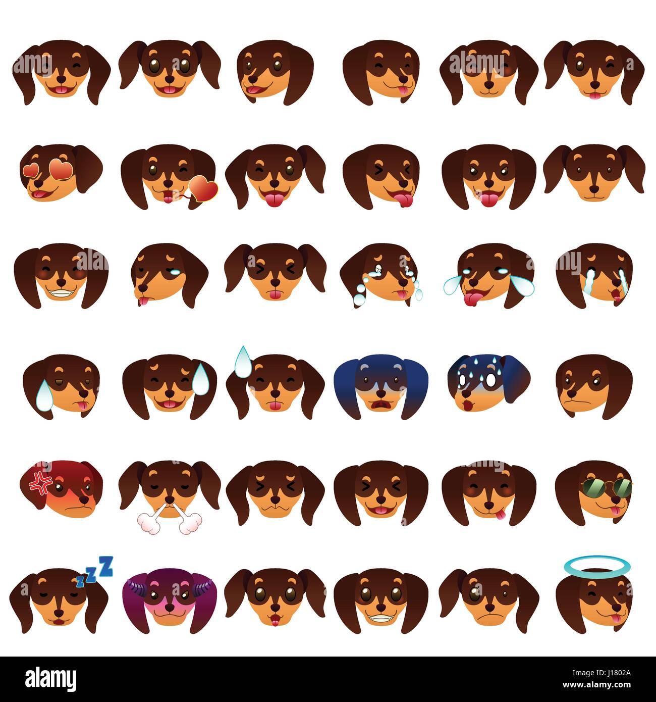 Eine Vektor-Illustration der Dackel Hund Emoji Emoticons Ausdruck  Stock-Vektorgrafik - Alamy