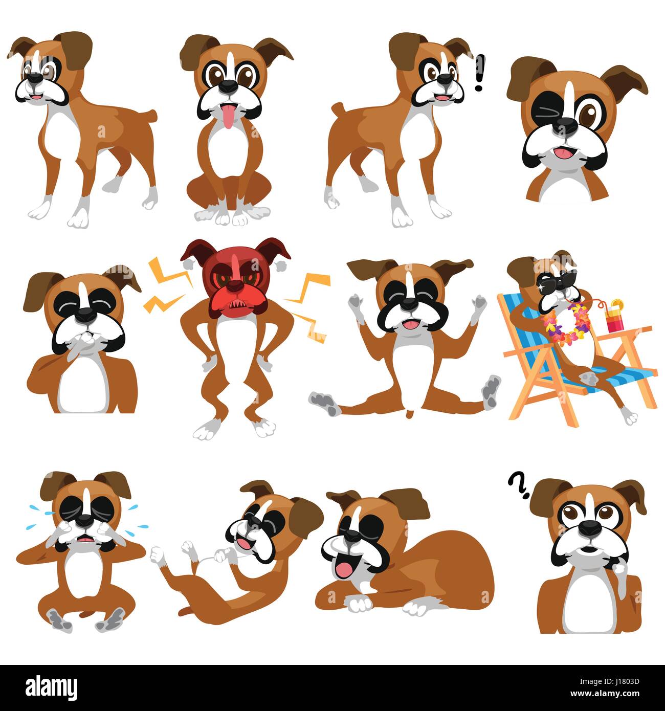 Eine Vektor-Illustration eines Boxer Hund Emoji Emoticons Ausdrucks Stock Vektor