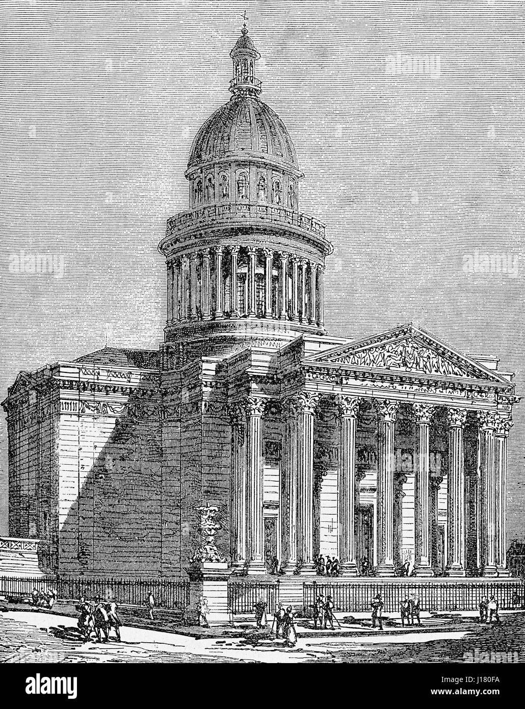 Das Pantheon ist ein Gebäude im Quartier Latin in Paris. Es entstand ursprünglich im Neo-klassischen Stil im XVIII. Jahrhundert als Kirche St. Genevieve gewidmet. Stockfoto