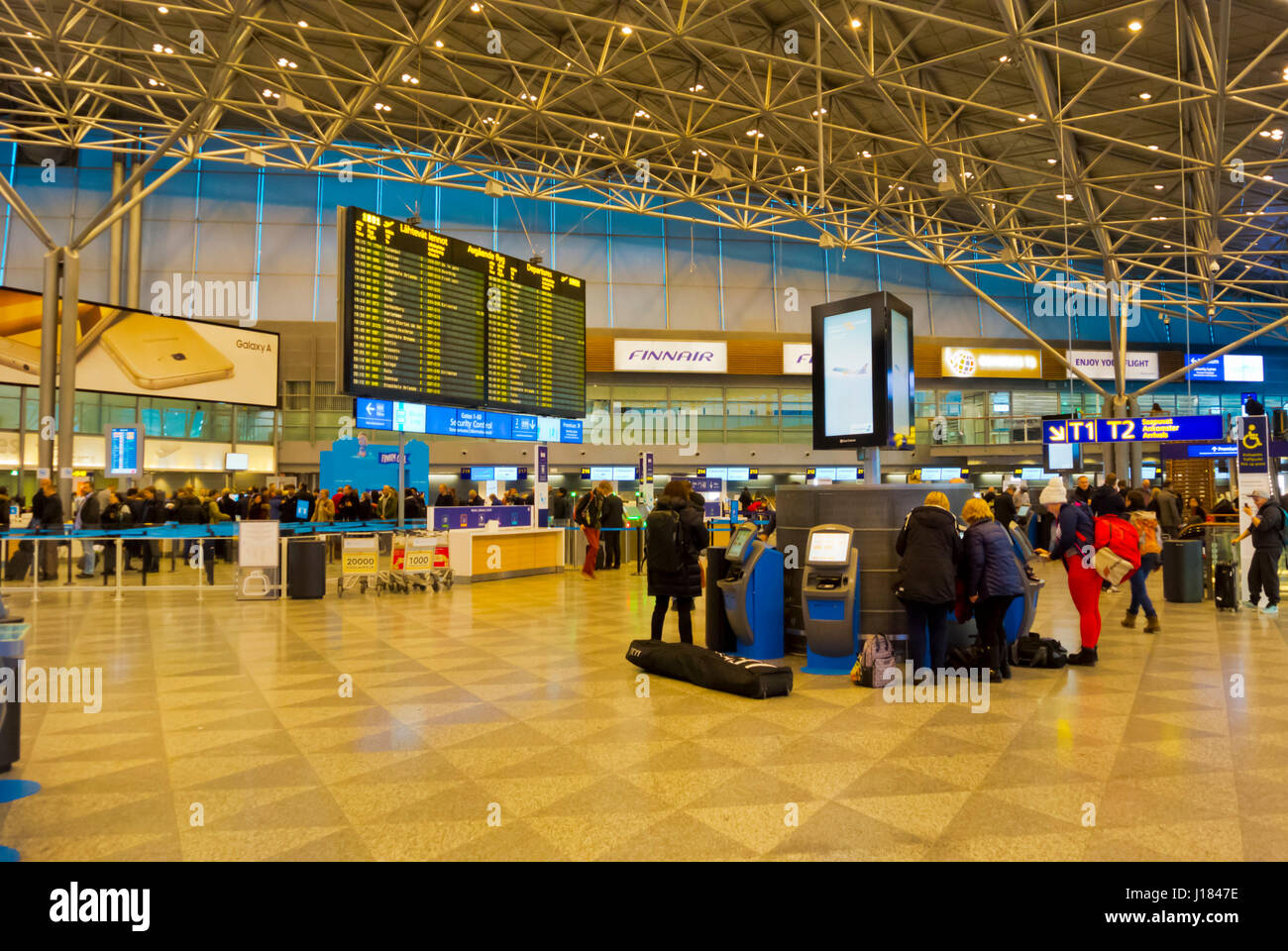 Wichtigsten Abflughalle Flughafen Helsinki, Vantaa, Finnland Stockfoto