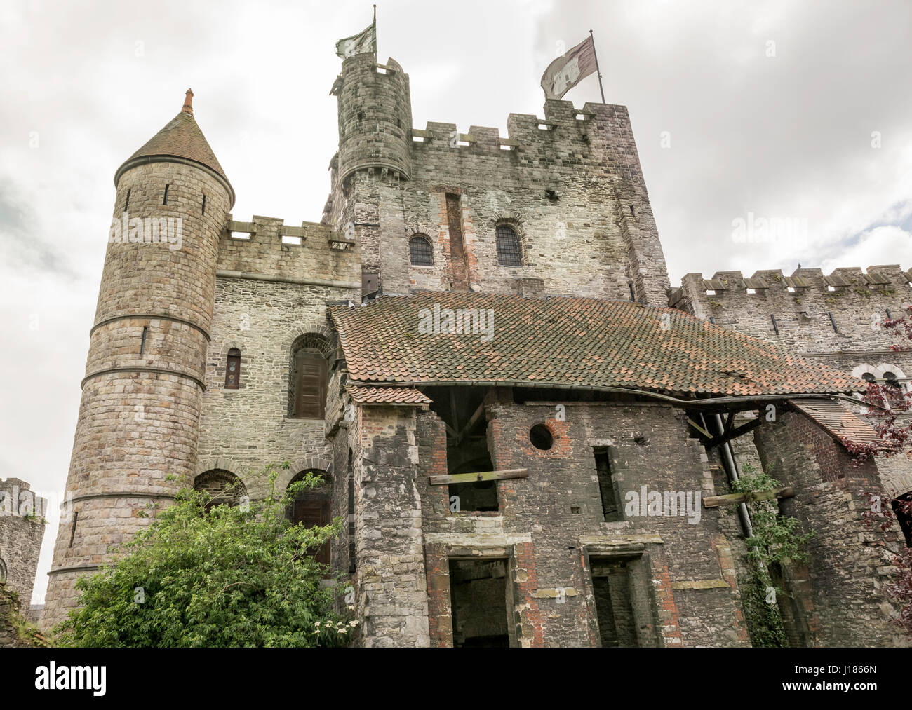 Burg Gravensteen, mittelalterliche Burg der Grafen, Gent Belgien ist eine wichtige touristische Attraktion Stockfoto