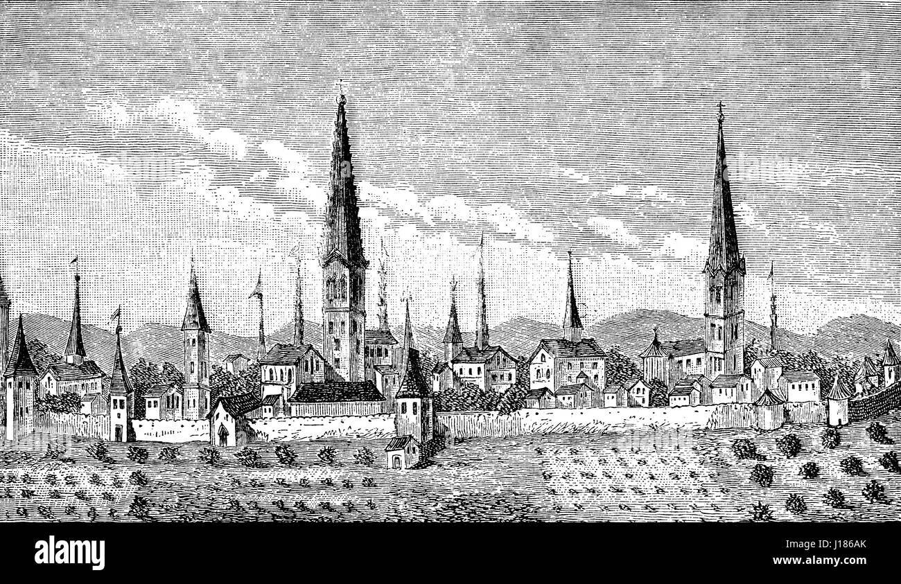 Stadtbild von Dortmund, Nordrhein-Westfalen, Deutschland, 16. Jahrhundert Stockfoto