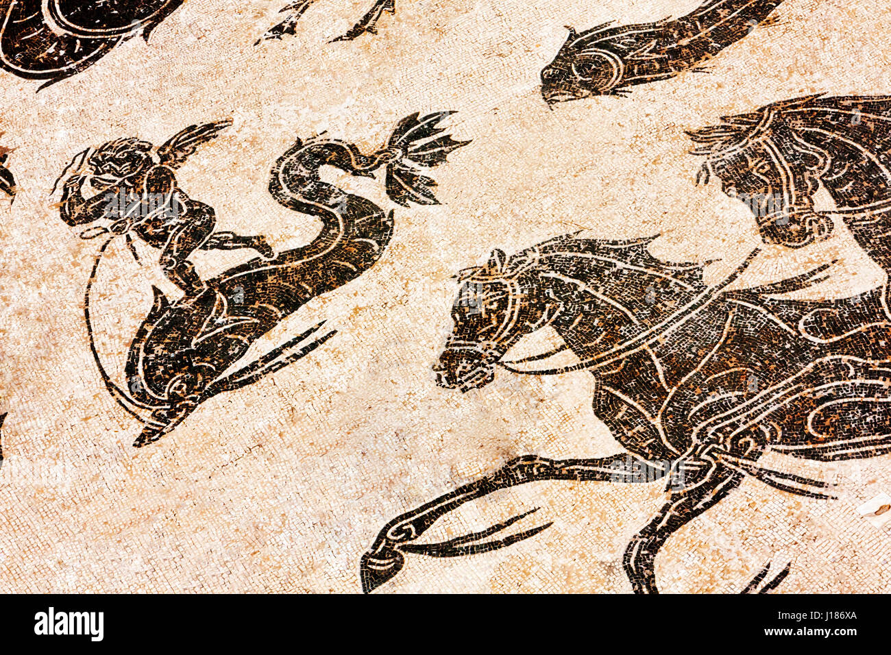 Insbesondere der römischen Mosaik in den Thermen des Neptun in Ostia Antica - Rom, Italien Stockfoto