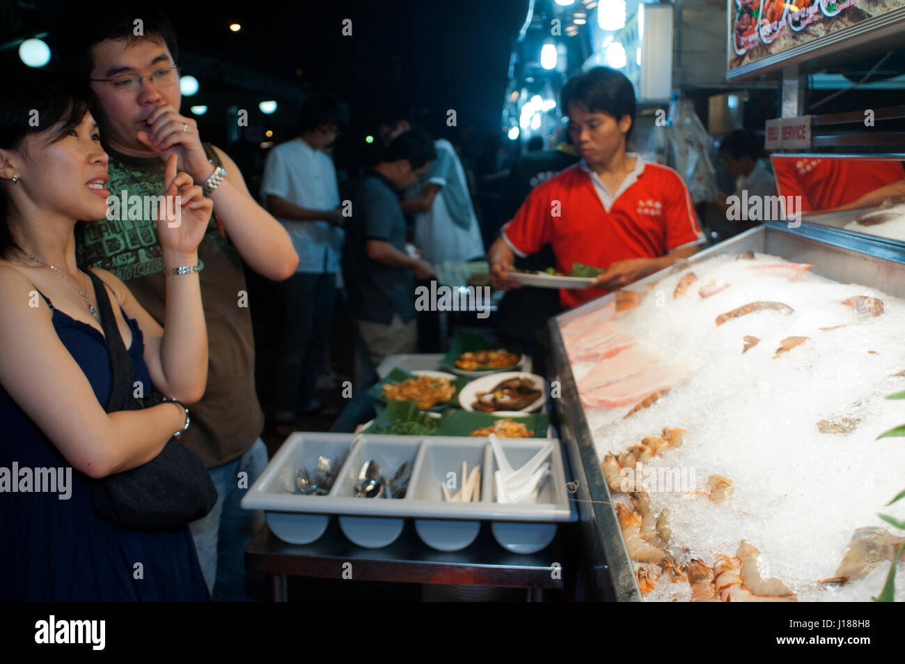 Chinatown Street Market in der Nacht, Singapur, Südostasien, Asien Stockfoto