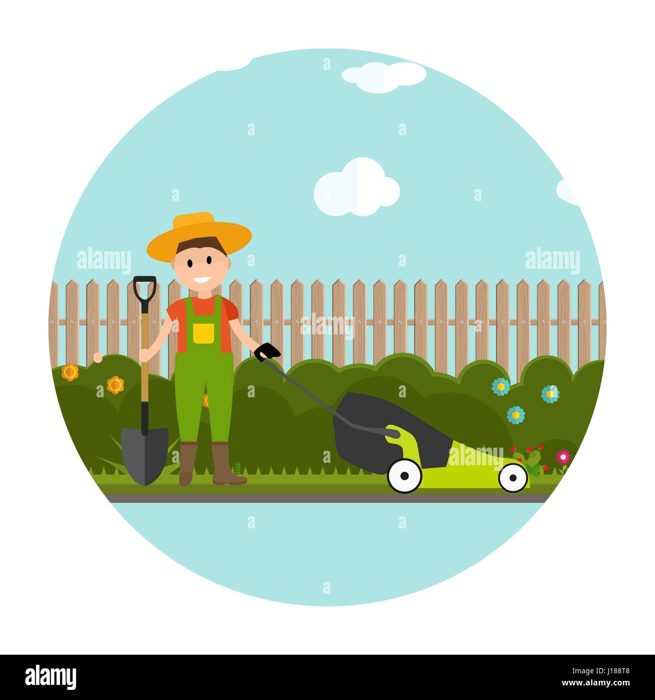 Garten-Hintergrund-Vektor-Illustration. Bauer GarGarden staatlich Stock Vektor