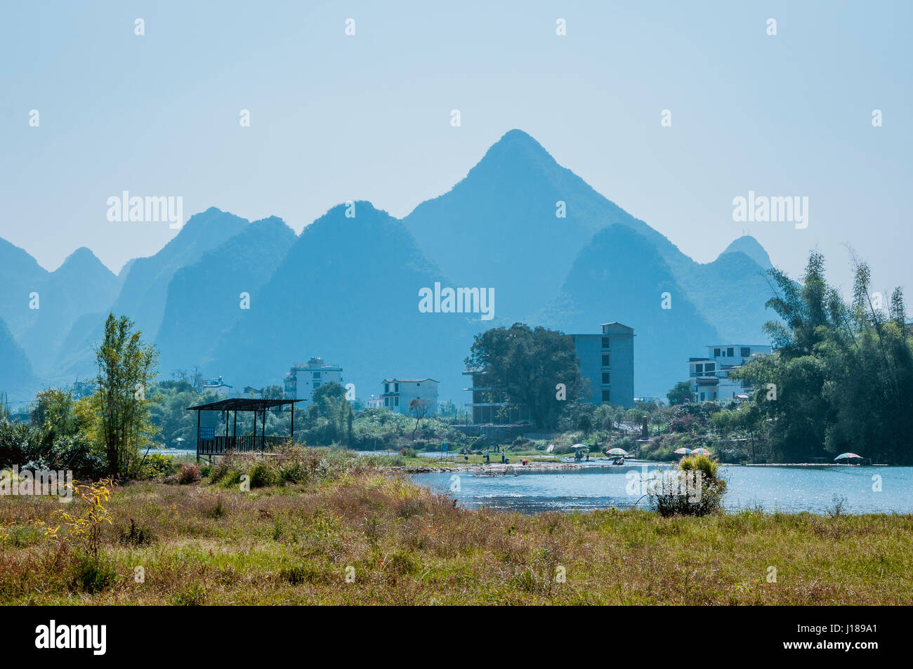 Schönen Fluss Landschaft in Guilin, China. Stockfoto