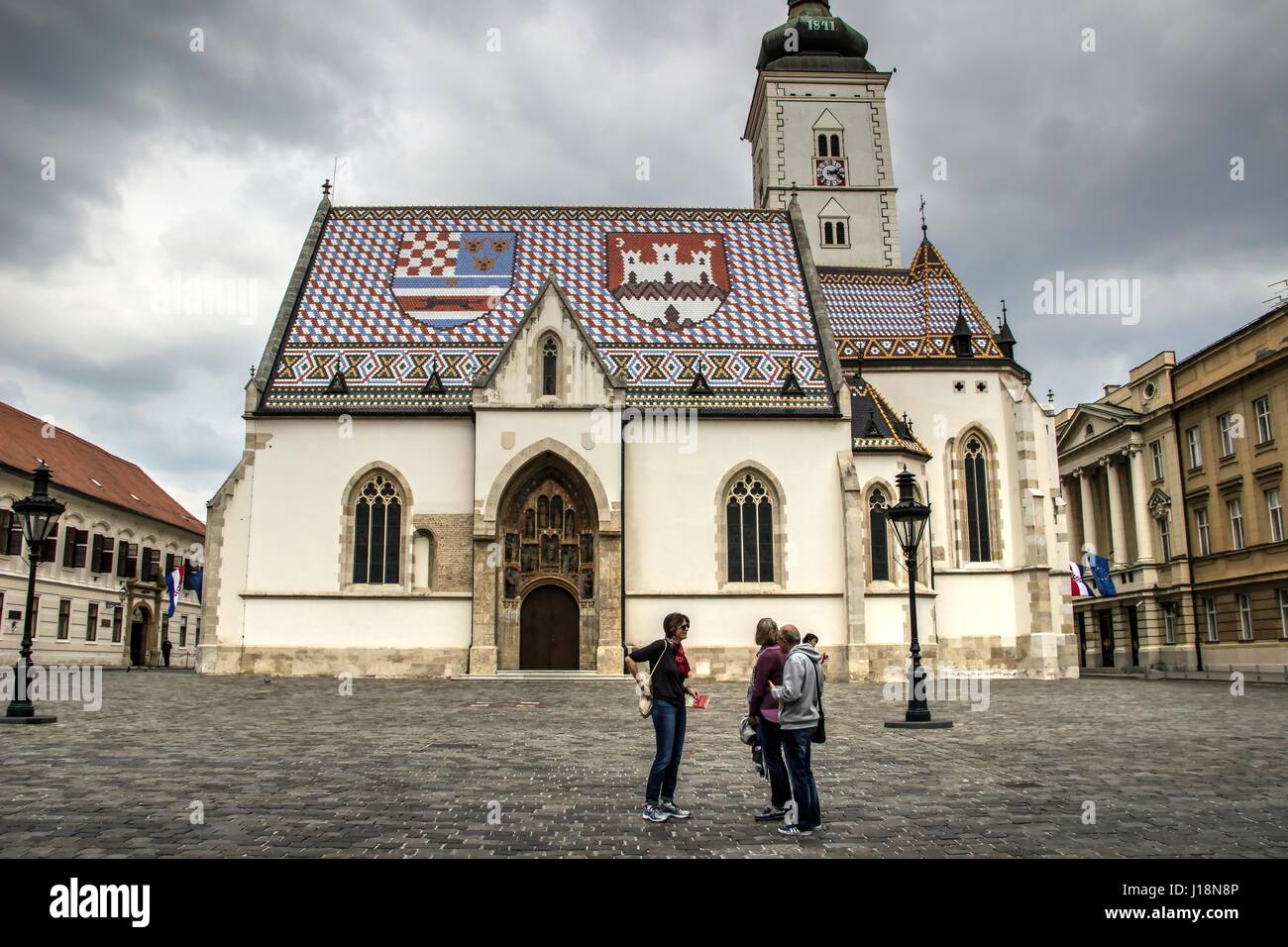 Zagreb, Kroatien - St.-Markus Kirche befindet sich auf dem Markusplatz Stockfoto