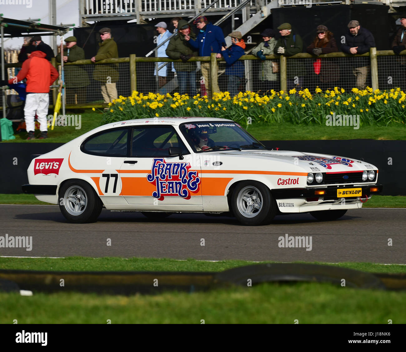 Andy Priaulx, Patrick Watts, Ford Capri III 3 Liter S, Gerry Marshall Trophy, Limousinen, Goodwood 75. Mitgliederversammlung März 2017 GRRC, Schaltung R Stockfoto