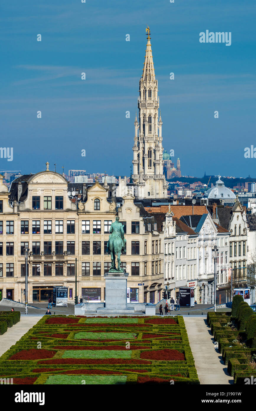 Skyline der Stadt Zentrum von Mont Des Arts, Brüssel, Belgien Stockfoto