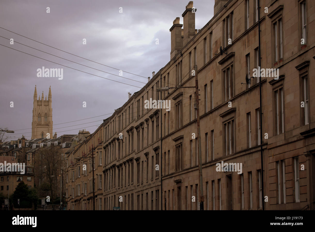 Glasgow Mietskasernen in Sicht-Sandstein-Gebäude in der Nähe von Park-Zirkus Stockfoto