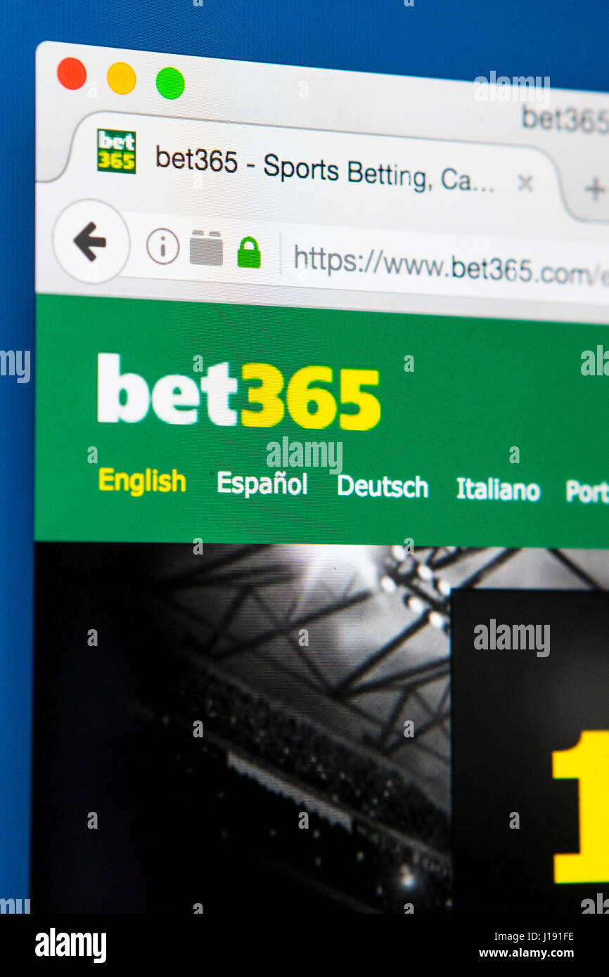 LONDON, UK - 13. April 2017: Die offizielle Homepage der Bet365 Sportwetten Webseite, am 13. April 2017. Stockfoto