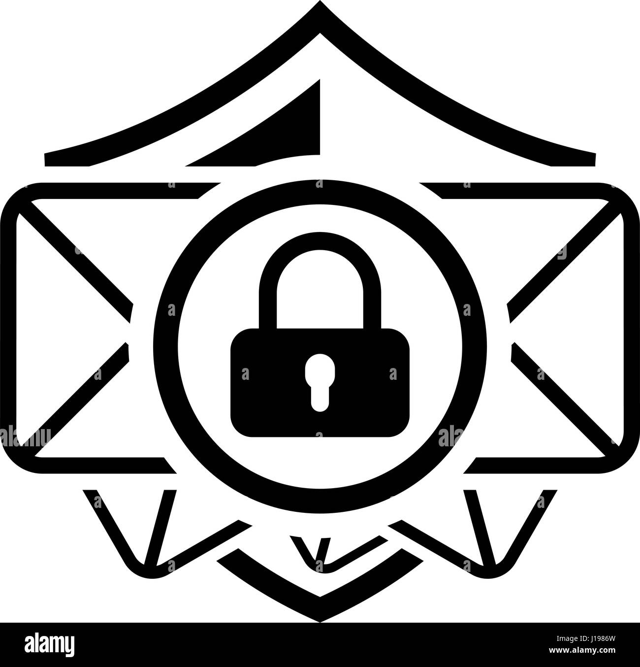 E-Mail-Security-Symbol. Flaches Design. Stock Vektor