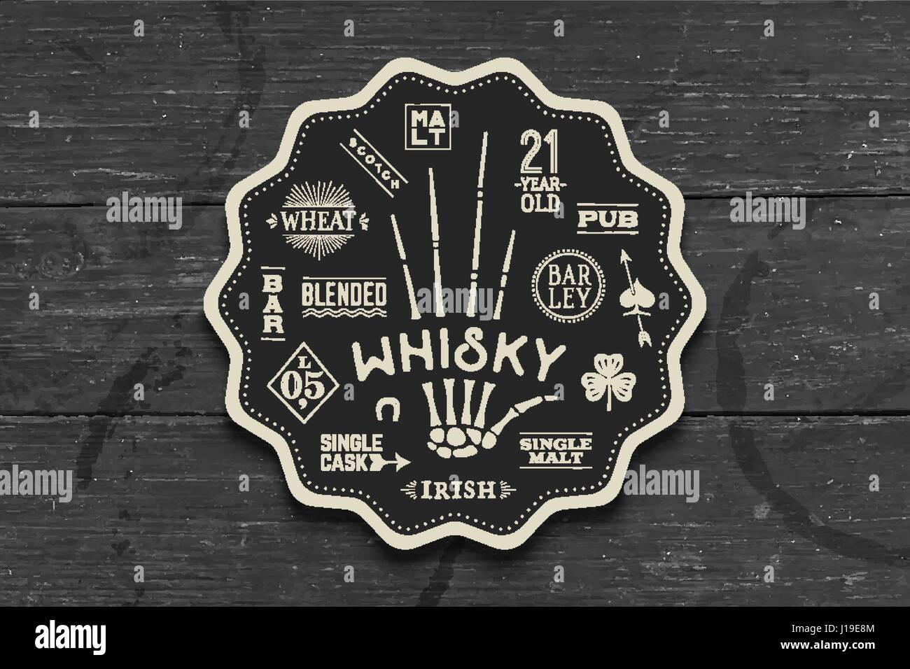Untersetzer für Whisky und Spirituosen Stock Vektor