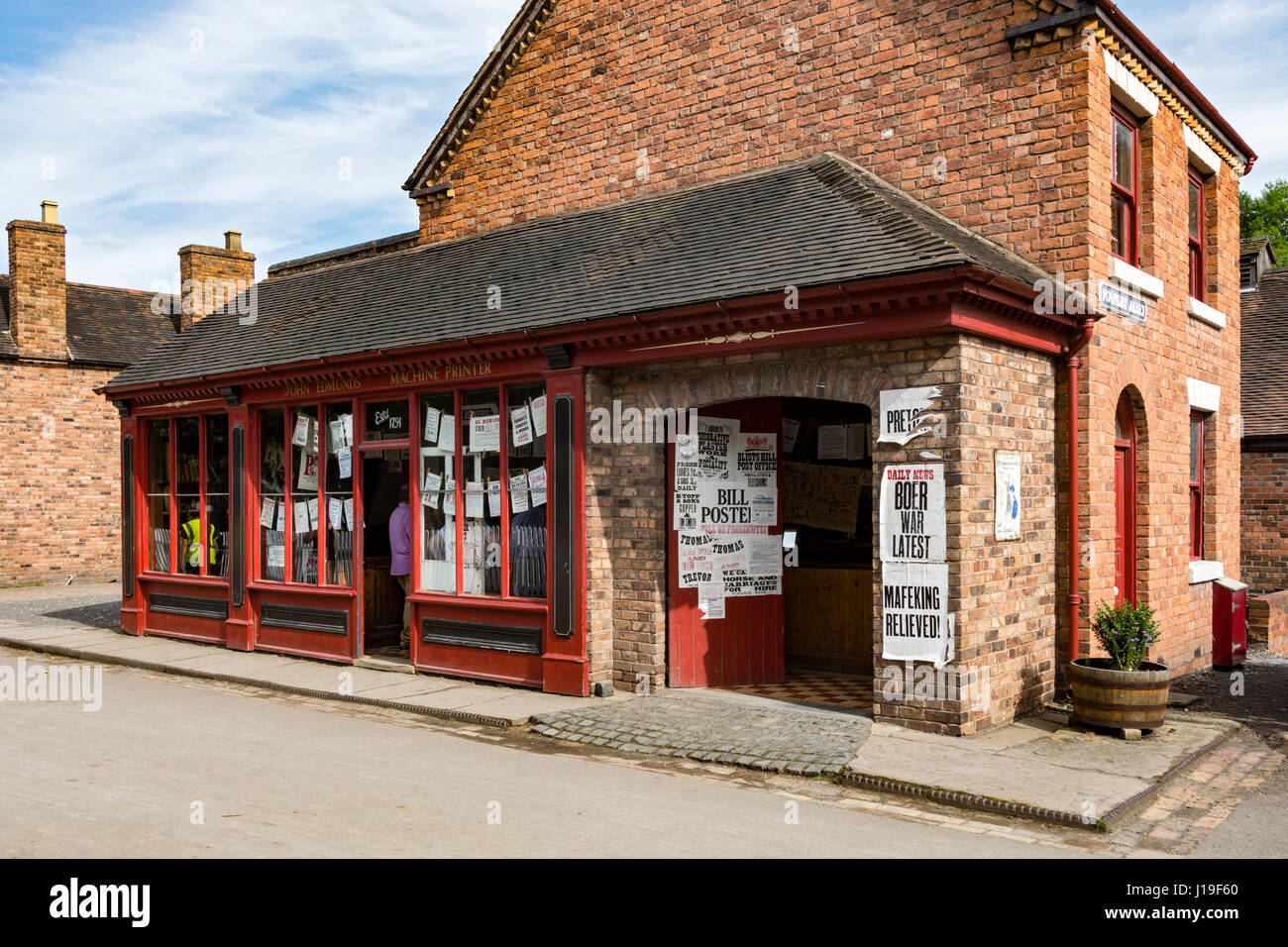 Drucken Shop bei Blists Hill Victorian Town, in der Nähe von Madeley, Shropshire, England, UK. Stockfoto