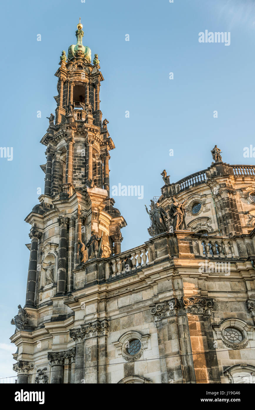 Nahaufnahme der Dresdner Hofkirche, Sachsen, Deutschland Stockfoto
