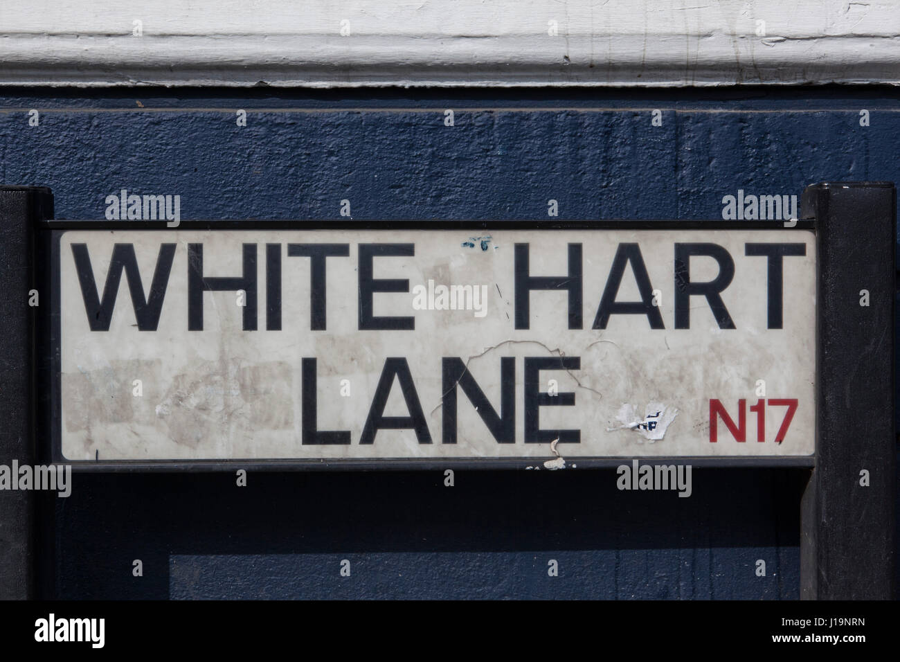 Straßenschild der White Hart Lane N17 Stockfoto