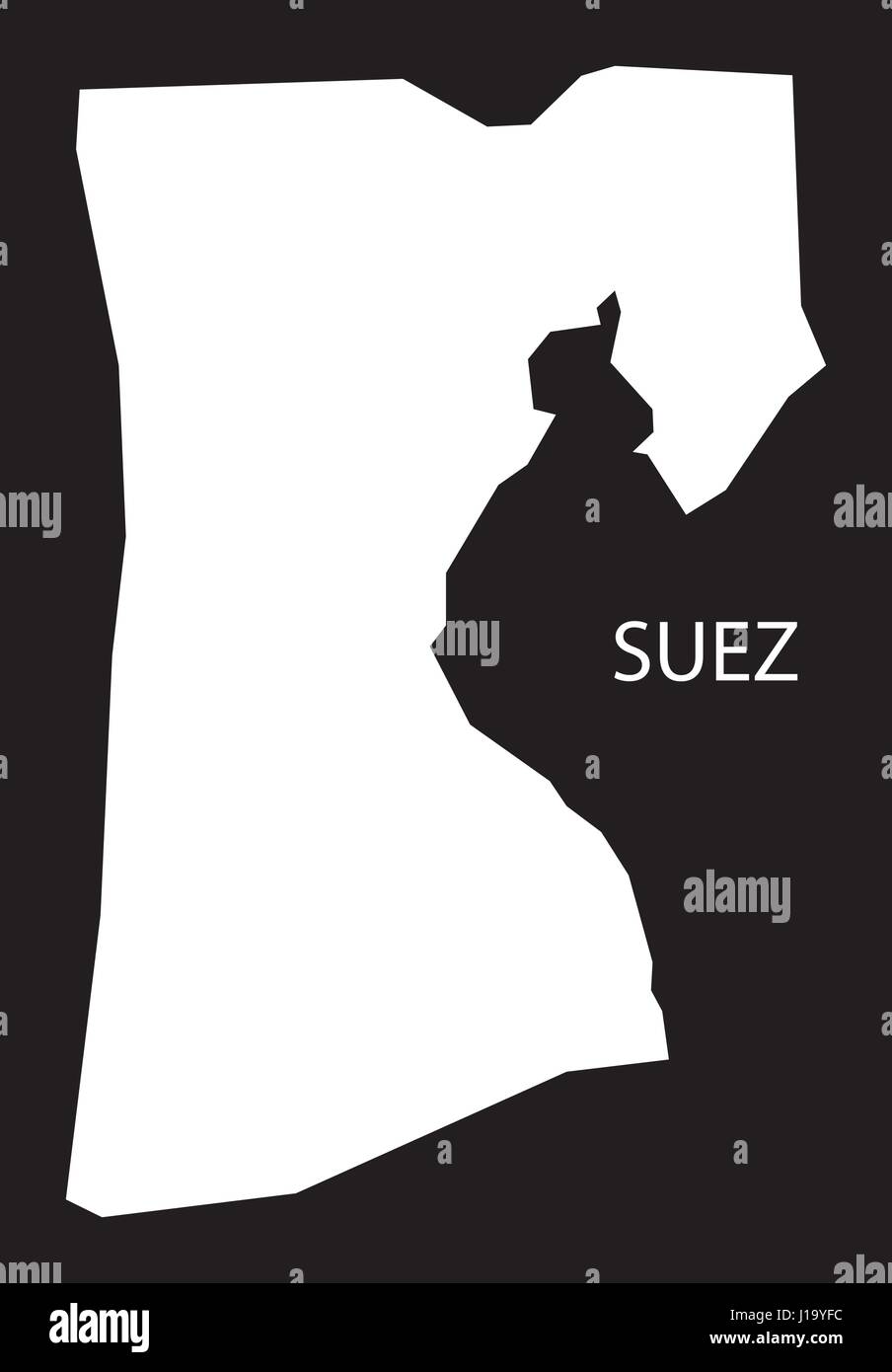 Suez Ägypten Karte schwarz invertiert Silhouette Abbildung Stock Vektor