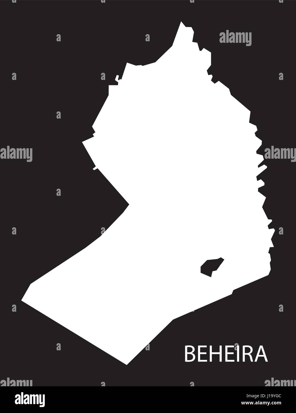Beheira Ägypten Karte schwarz invertiert Silhouette Abbildung Stock Vektor