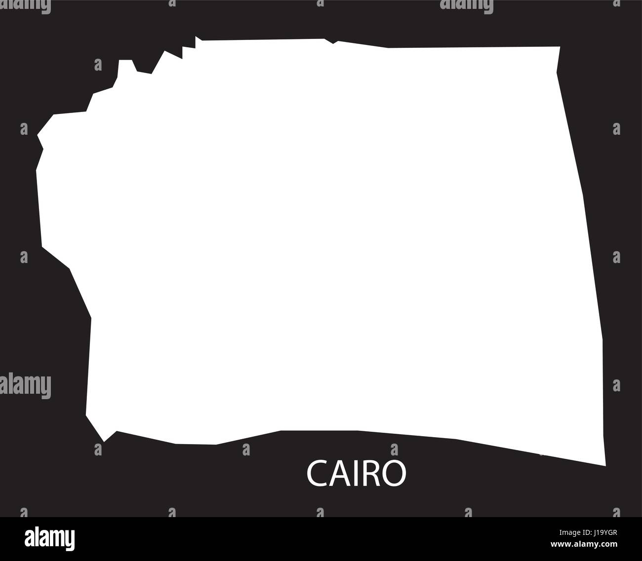 Cairo Ägypten Karte schwarz invertiert Silhouette Abbildung Stock Vektor
