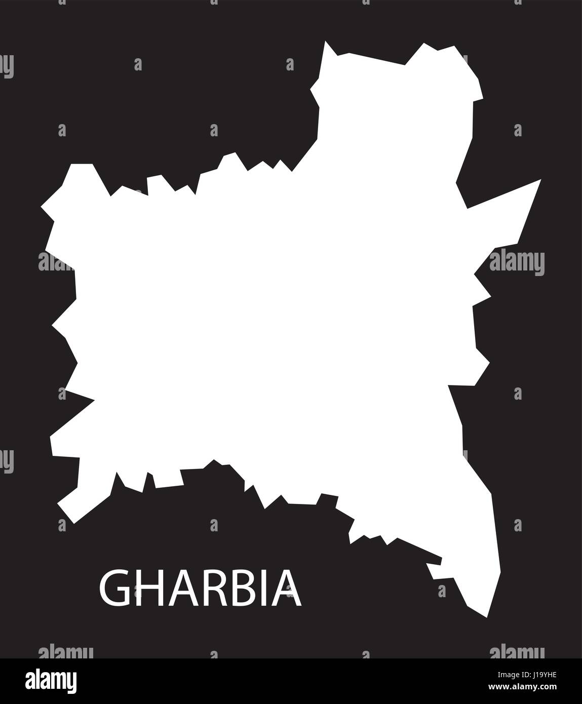 Gharbia Ägypten Karte schwarz invertiert Silhouette Abbildung Stock Vektor