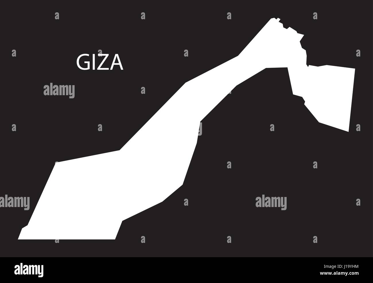 Gizeh Ägypten Karte schwarz invertiert Silhouette Abbildung Stock Vektor